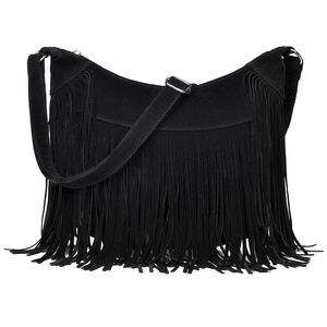 Fringe Hobo Bags for Women, Vintage Western Suede Crossbody Shoulder Purse
